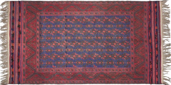 Afghan Taimani Kelim Teppich 200x300 Handgewebt Rot Geometrisch Handarbeit Gewebt
