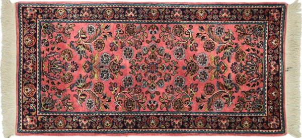 Sarough carpet 70x140 hand-knotted pink floral orient living room
