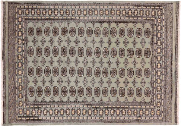 Pakistan Buchara Teppich 200x250 Handgeknüpft Grau Geometrisch Orient Kurzflor