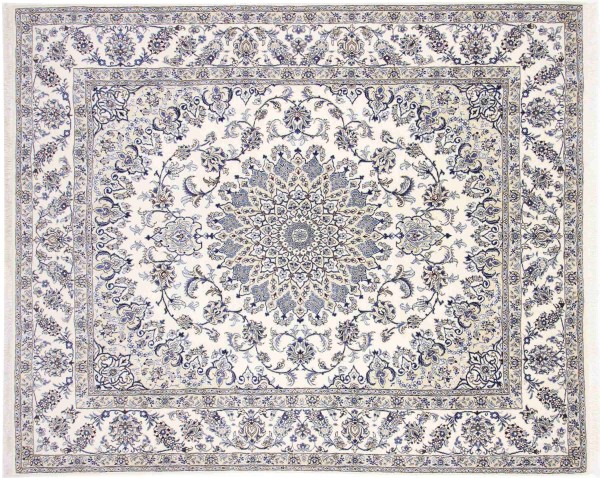 Persian carpet Nain Kashmar 250x300 Hand-knotted White Medallion Oriental UNIKAT