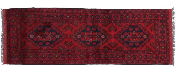 Afghan Teppich Khal Mohammadi 50x150 Handgeknüpft Läufer Braun Geometrisch Orientalisch