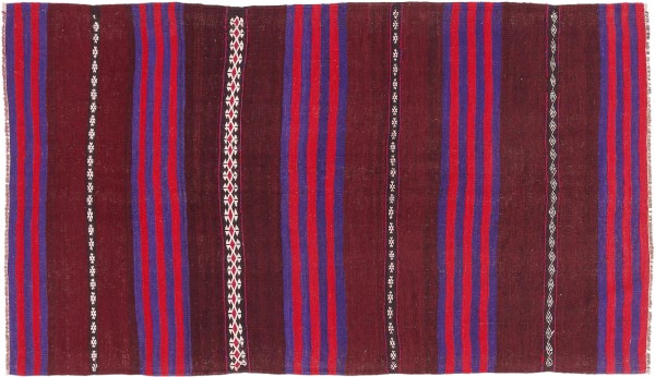 Afghan Kilim Soumakh Ghalmuri Rug 110x200 Handwoven Brown Stripes Handmade