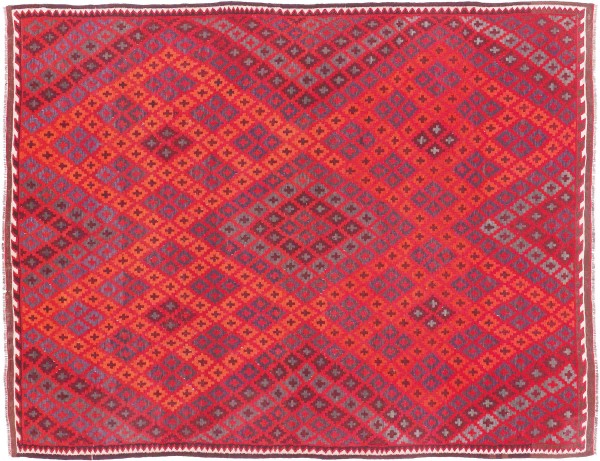 Afghan Kilim Soumakh Ghalmuri Rug 200x300 Handwoven Red Geometric Handmade