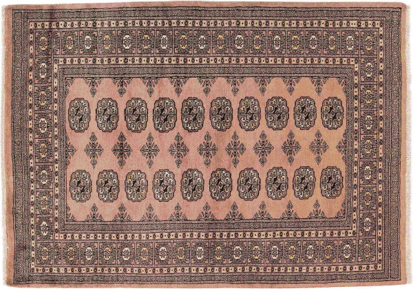 Pakistan Buchara Teppich 120x180 Handgeknüpft Braun Geometrisch Orient Kurzflor