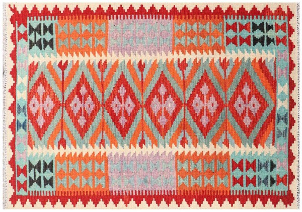Afghan Maimana Kelim Teppich 120x180 Handgewebt Bunt Geometrisch Handarbeit Gewebt