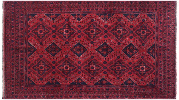 Afghan Khal Mohammadi Teppich 140x200 Handgeknüpft Braun Geometrisch Orient Kurzflor