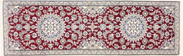 Persian carpet Nain 9LA 60x200 hand-knotted runner red medallion oriental UNIKAT