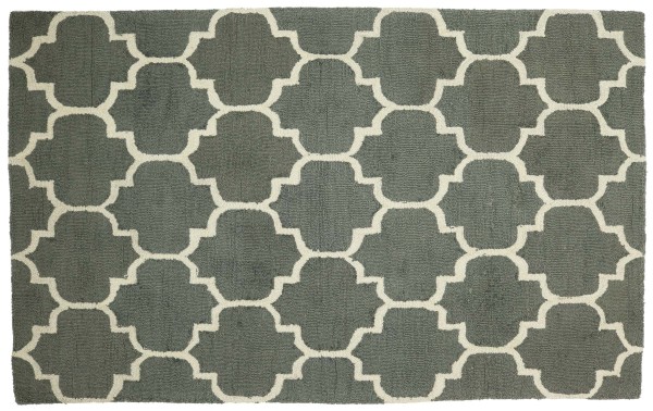 Wollteppich Marokkanisches Muster 160x230 Grau Ornamente Handarbeit Handtuft Modern