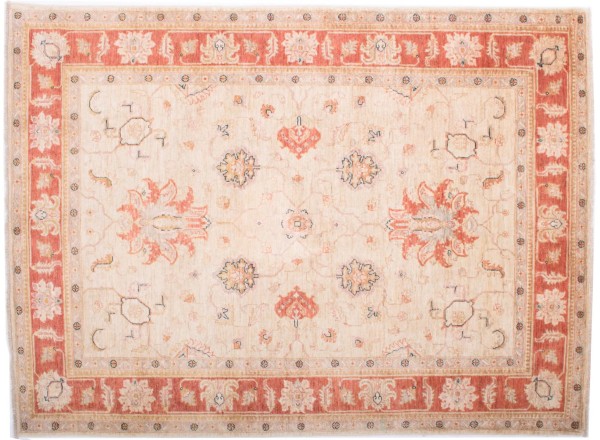 Afghan Chobi Ziegler Fein 140x200 Handgeknüpft Teppich Beige Orientalisch