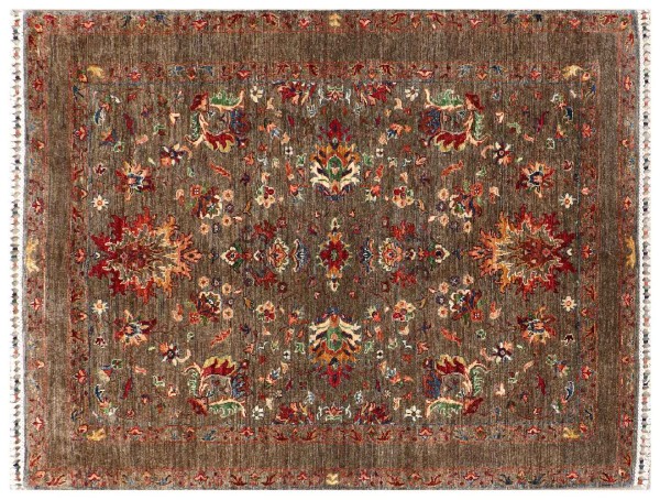 Afghan Ziegler Khorjin Ariana Rug 150x200 Hand Knotted Brown Floral Orient Short Pile