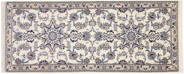 Persian carpet Nain 9LA 80x300 hand-knotted runner white medallion oriental UNIKAT