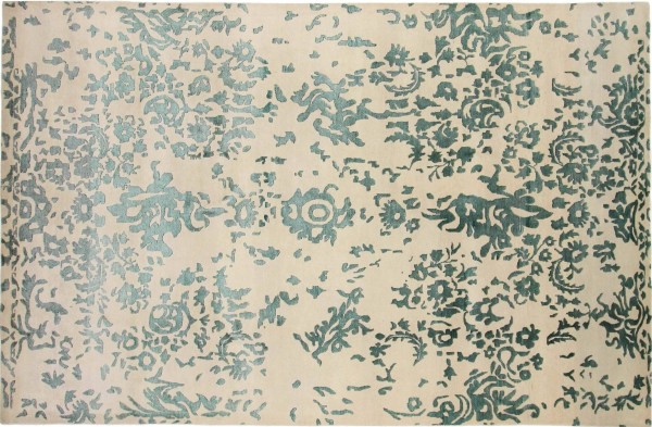 Modern designer carpet 200x300 hand-knotted beige floral oriental UNIKAT