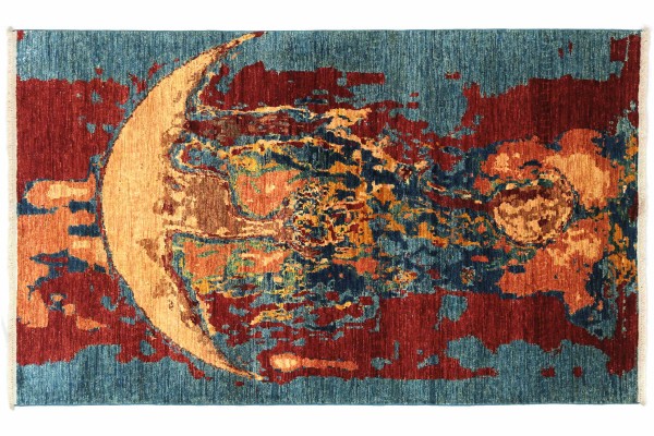 Afghan Ziegler Ariana Hirsch Rug 120x180 Hand Knotted Red Abstract Orient Short Pile