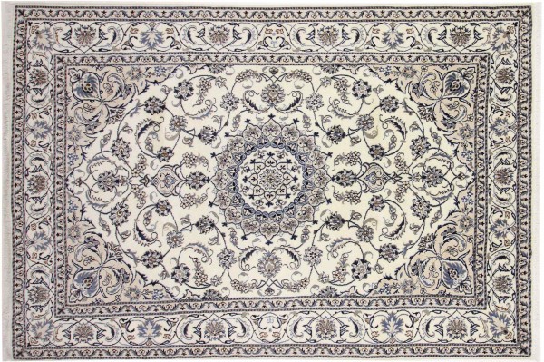 Persian carpet Nain Kashmar 200x300 Hand-knotted White Floral Oriental UNIKAT