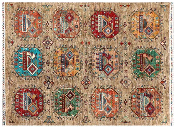 Afghan Ziegler Khorjin Ariana Rug 150x200 Hand Knotted Brown Patterned Orient