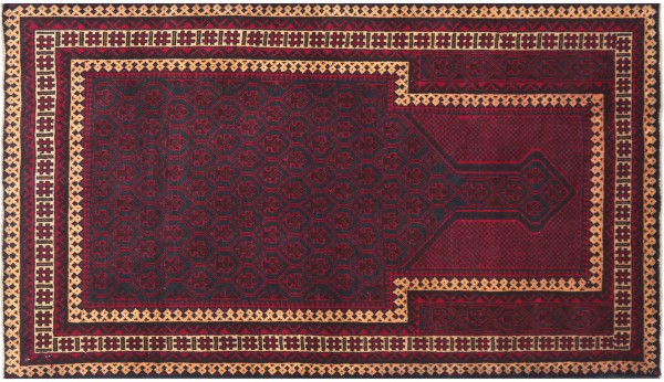 Afghan Prayer Rug Baluch Rug 120x170 Hand Knotted Red Geometric Patterns