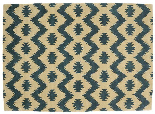 Teppich aus Wolle 160x230 Beige Durchgemustert Handarbeit Handtuft Modern