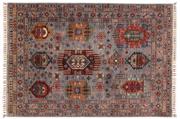 Waziri carpet 120x180 hand-knotted blue floral oriental UNIKAT short pile