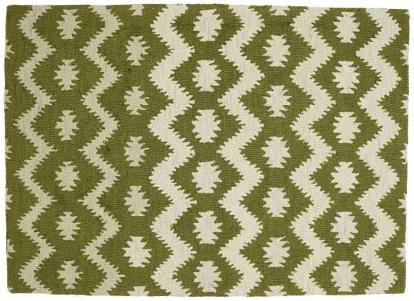 Wool Rug 160x230 White Patterned Hand Tufted Modern