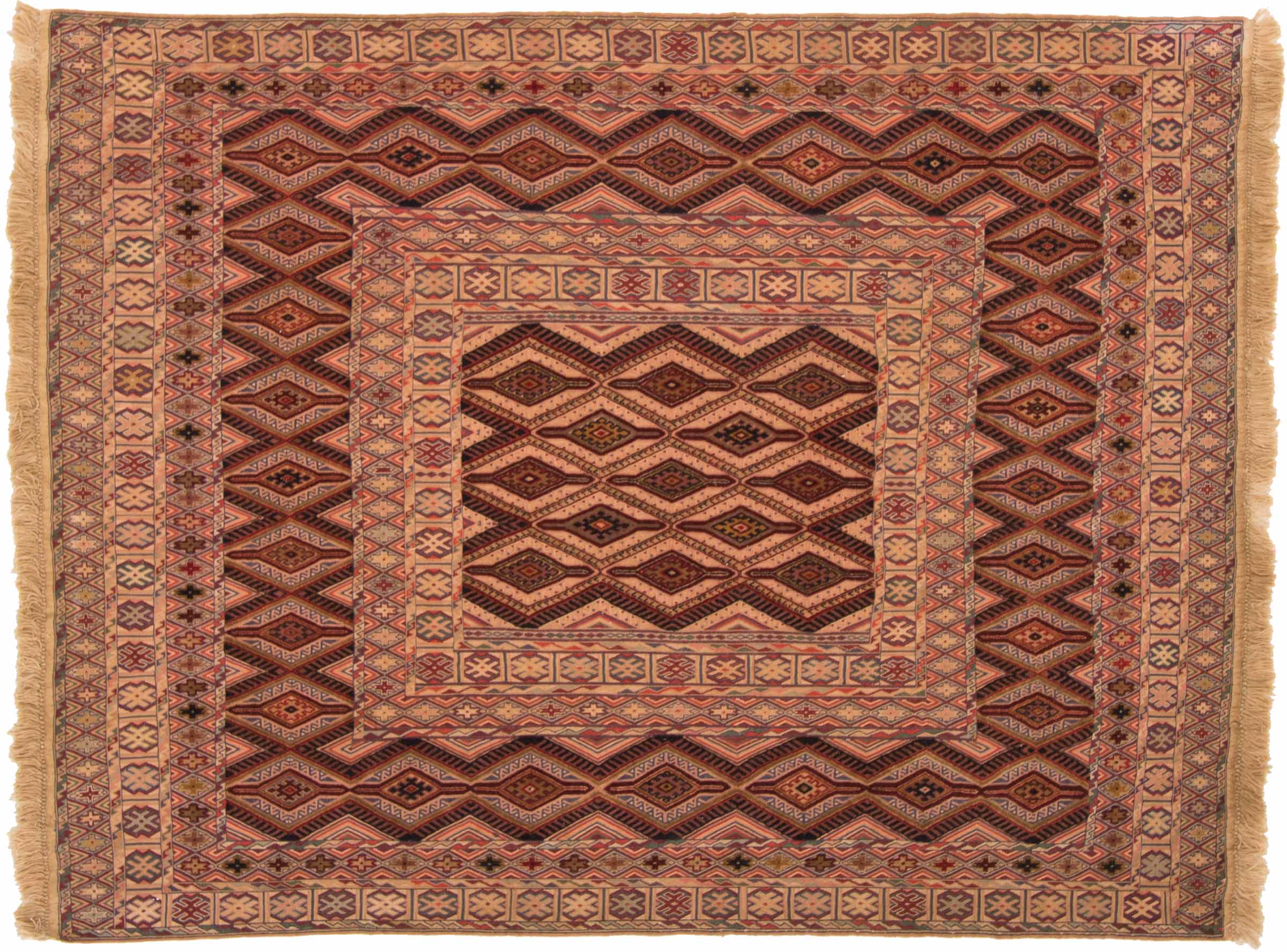 Afghan Mushwani Kelim Carpet Hand Woven 150x200 Red Oriental Orient Wool 