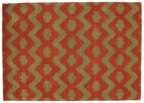 Handmade Wool Rug 160x230 Orange Patterned Hand Tuft Modern