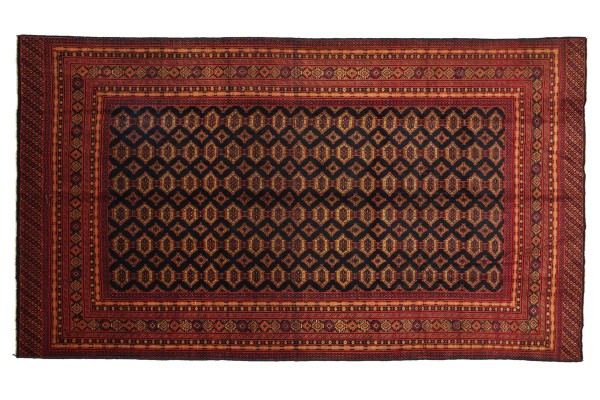 Afghan Mauri 200x300 Handgeknüpft Teppich Blau Geometrisch Kurzflor Orient Rug