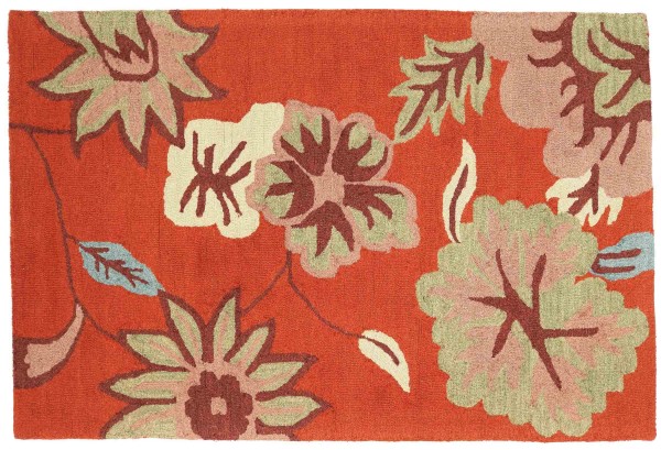 Handmade Carpet Flowers Wool in 120x180 160x230 Orange Floral Handmade 