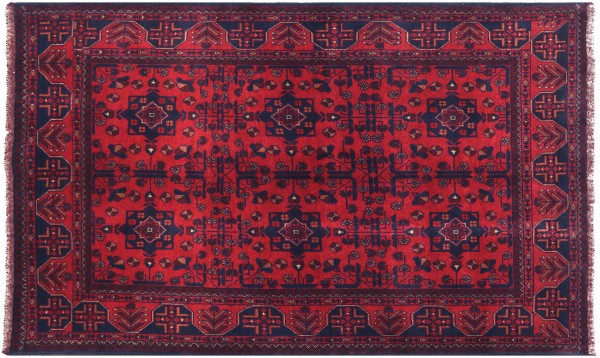 Afghan Khal Mohammadi Teppich 140x200 Handgeknüpft Braun Geometrisch Orient Kurzflor