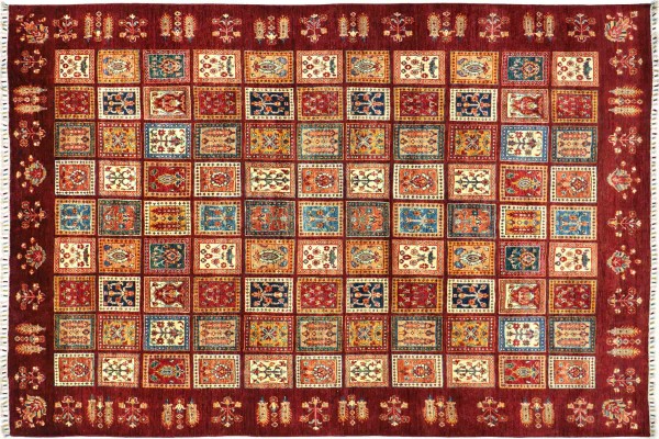 Afghan Ziegler Khorjin Rug 250x350 Hand Knotted Red Field Pattern Orient Short Pile