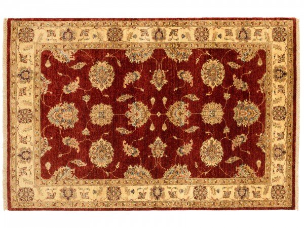 Afghan Chobi Ziegler 120x180 Handgeknüpft Teppich Rot Blumenmuster Kurzflor