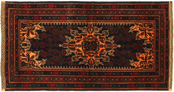 Afghan Baluch Baluch Carpet 120x180 Hand Knotted Dark Blue Geometric Orient