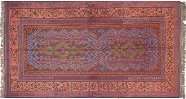 Afghan Taimani Kelim Teppich 160x270 Handgewebt Braun Handarbeit Gewebt Zimmer