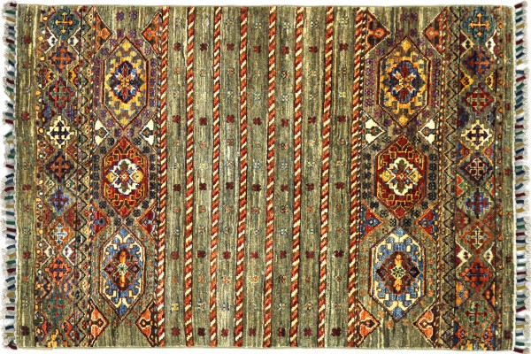 Afghan Khorjin Shaal 80x120 Handgeknüpft Orientteppich Beige Wolle Kurzflor Rug