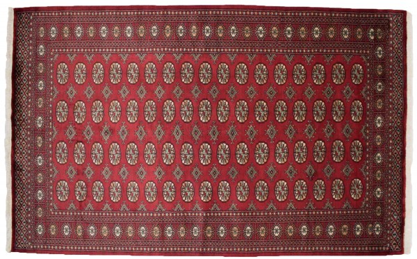 Pakistan Buchara 160x250 Handgeknüpft Teppich Rot Orientalisch Kurzflor Orient