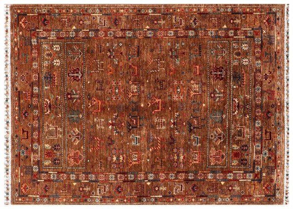 Afghan Ziegler Khorjin Ariana Rug 120x190 Hand Knotted Gray Striped Orient