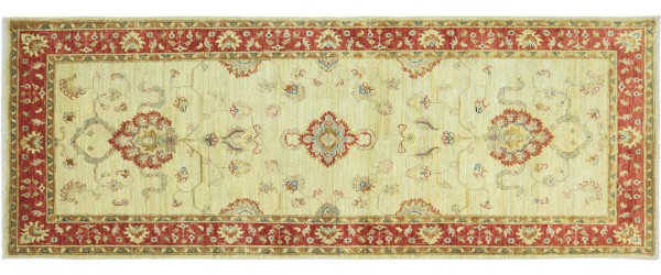 Afghan Feiner Ferahan Ziegler Teppich 90x180 Handgeknüpft Beige Floral Orient Kurzflor