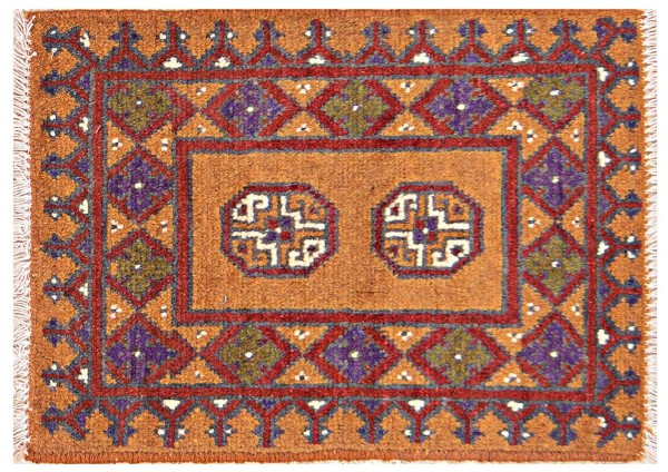 Afghan Aqcha Poshti carpet 40 x 60 hand-knotted brown geometric Orient 