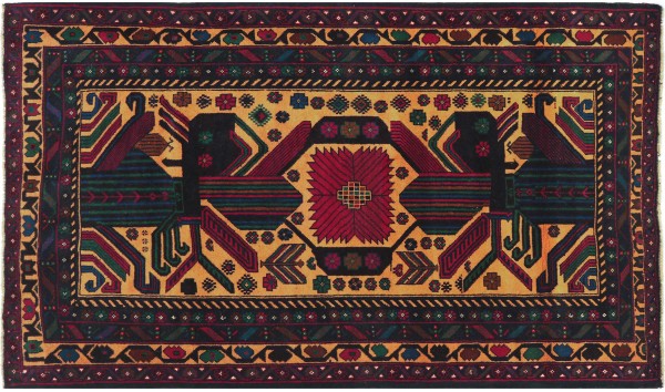 Afghan Gebetsteppich Belutsch Teppich 90x150 Handgeknüpft Beige Geometrisch Orient