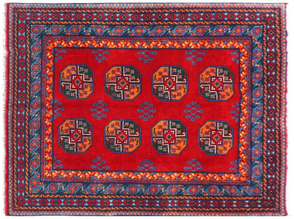 Afghan Akcha Rang Dar Teppich 150x200 Handgeknüpft Rot Durchgemustert Orient Kurzflor