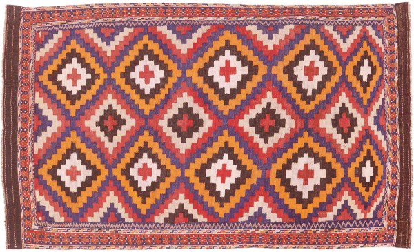Afghan Kelim Soumakh Ghalmuri Teppich 140x230 Handgewebt Blau Geometrisch Handarbeit