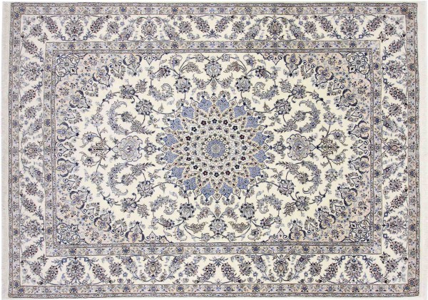 Persian carpet Nain Kashmar 250x350 Hand-knotted White Medallion Oriental UNIKAT