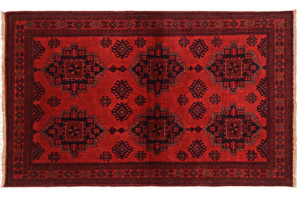 Afghan Khal Mohammadi Teppich 120x190 Handgeknüpft Braun Geometrisch Orient Kurzflor