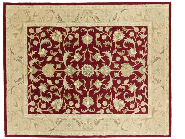 Handgefertigter Teppich 250x300 Handgetuftet Handarbeit Rot Blumenmuster