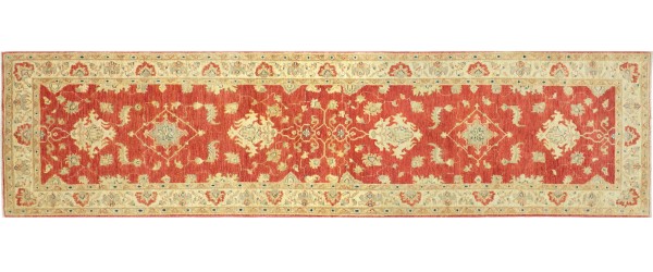 Afghan Chobi Ziegler Carpet Hand Knotted 80 x 300 Runners Red Oriental Wool 