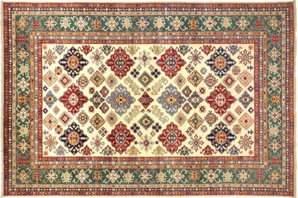 Afghan Kazak Fein 250x350 Handgeknüpft Orientteppich Beige Geometrisch Wolle