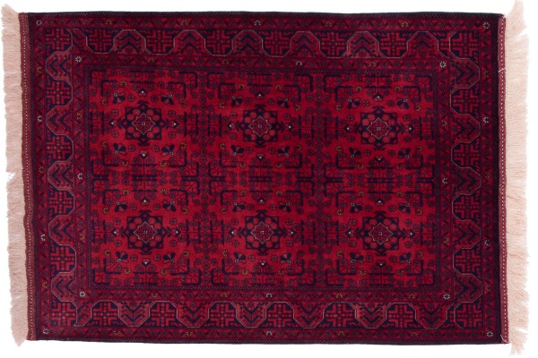 Afghan Belgique Khal Mohammadi Rug 100x150 Hand Knotted Brown Geometric Pattern