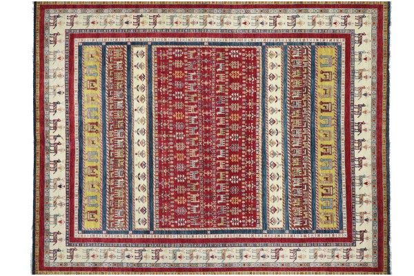 Afghan Ziegler Khorjin Tiermotive Teppich 250x300 Handgeknüpft Quadratisch Rot