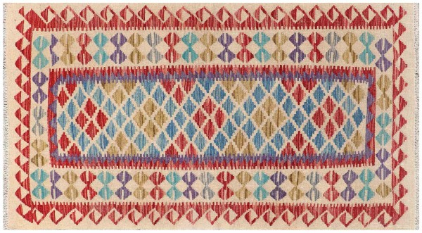 Afghan Maimana Kilim Rug 90x180 Handwoven Colorful Geometric Handwork Woven