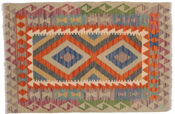 Afghan Maimana Kilim Rug 90x130 Handwoven Colorful Geometric Handwork Woven