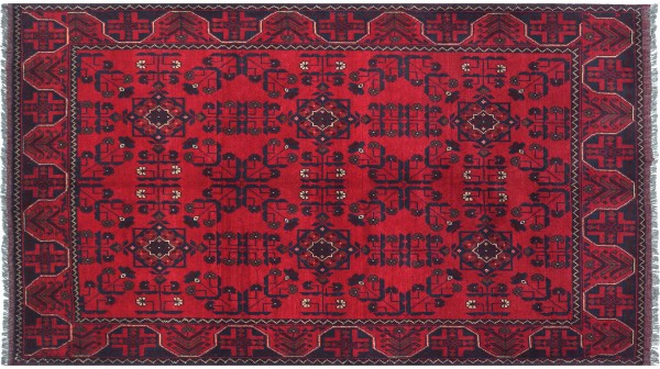 Afghan Khal Mohammadi Teppich 130x200 Handgeknüpft Braun Geometrisch Orient Kurzflor